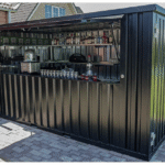 Bar Container Démontable 3x2m – Kiosque Mobile "Flat Pack" en Acier (Finition Noir Mat)