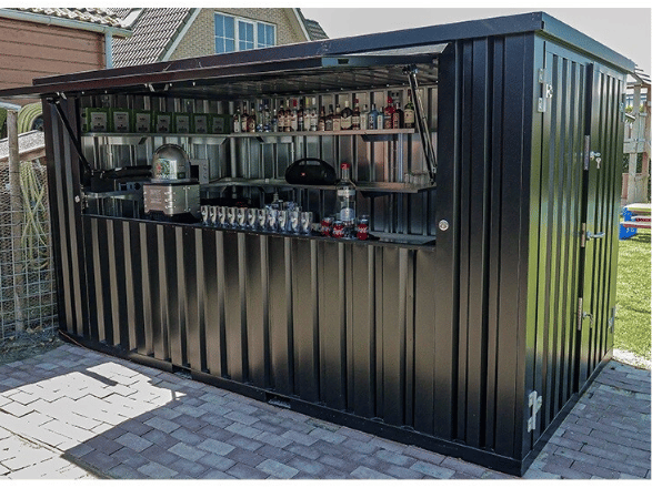 Contenitore-Bar-Demontable-3x2-Metri-Soluzione-Compatta-e-Versatile.png Bar Container Démontable 3x2m – Kiosque Mobile "Flat Pack" en Acier (Finition Noir Mat) – Image 1