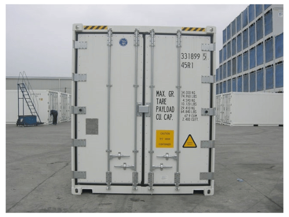 Contenitore-Frigorifero-45-Piedi-Reefer-Soluzione-Ideale-per-Stoccaggio-e-Trasporto-a-Temperatura-Controllata.png Conteneur Réfrigéré 45 Pieds Reefer "Pallet Wide" – Capacité Maximale 33 Europalettes (-25°C / +25°C) – Image 1
